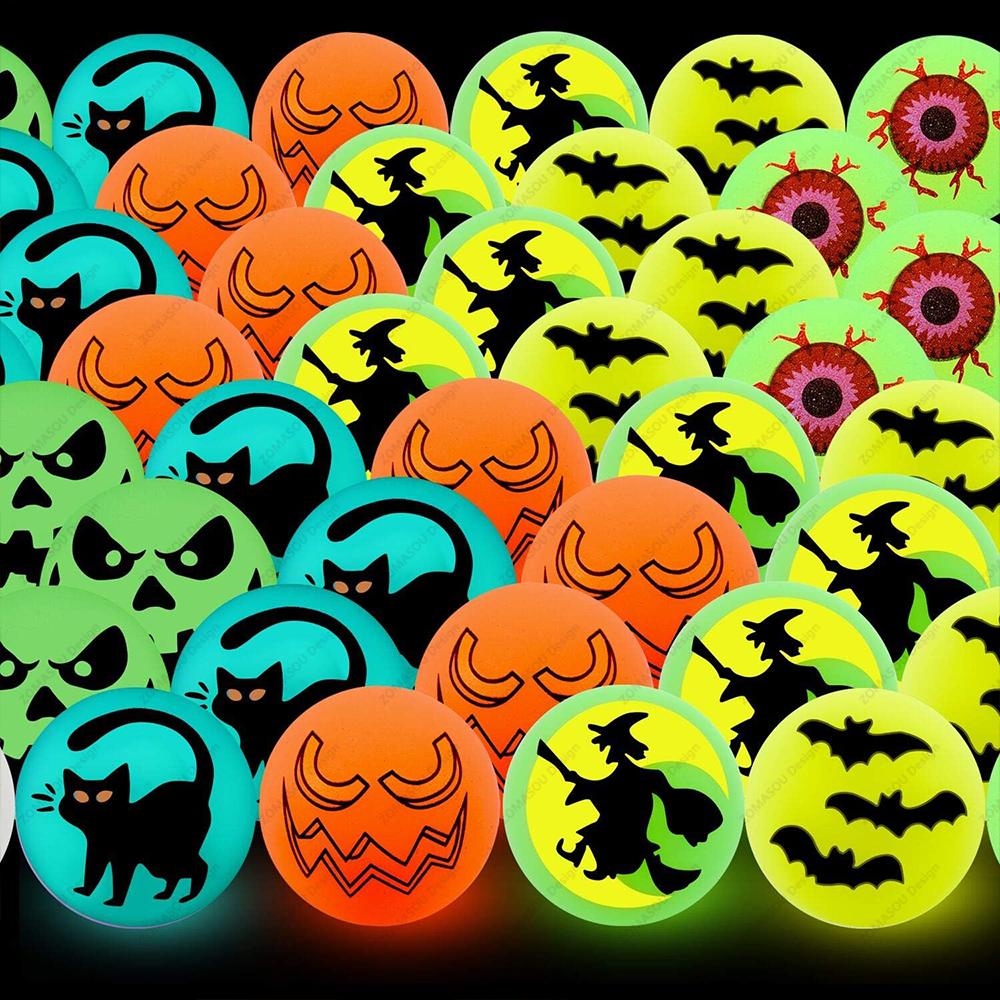 200-1Pcs Halloween Glow In The Dark Bouncing Balls Eyeball Toy Kids Halloween Theme Glowing Bouncy Balls For Kid Birthday