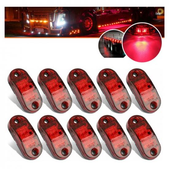 10x Truck LED Trailer Indicator Oval Side Light Clearance Lamp Marker Lights Red