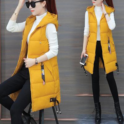 Autumn Winter Women's Plus Size Warm Casual Solid Colour Loose Waistcoat Coat Sleeveless Hooded Medium Length Cardigan Jacket