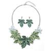 2026 European and American Color Maple Leaf Painting Oil Alloy Necklace Earrings Set Exaggerated Retro Versatile Collarbone Chain Leaves