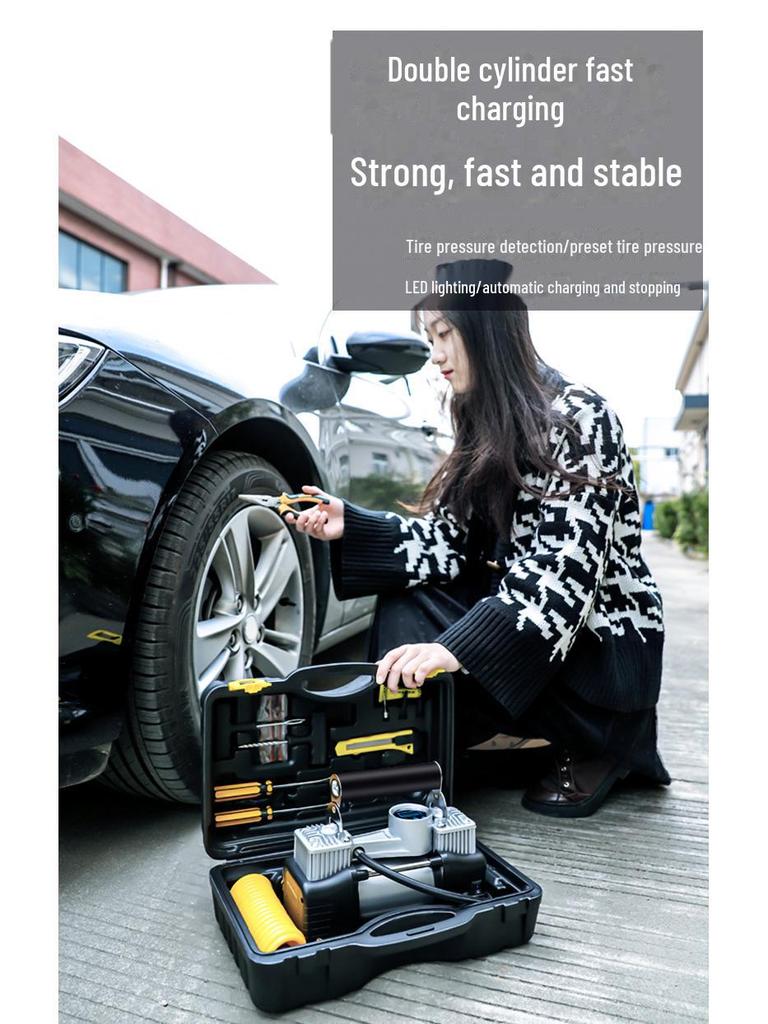Portable Dual-Cylinder High-Power 12V Car Tire Air Pump