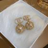 Elegant French Retro Floral Pearl Earrings - Geometric, Versatile, High-End Design for Women