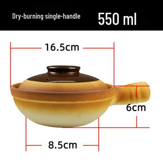 High-Temperature Resistant Unglazed Single-Handle Earthenware Clay Pot for Rice and Noodles