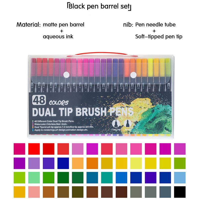 12-120 Colors Felt Tip Drawing Watercolor Art Markers Pen Dual Brush Fineliner Colouring Pen Set for Calligraphy Painting