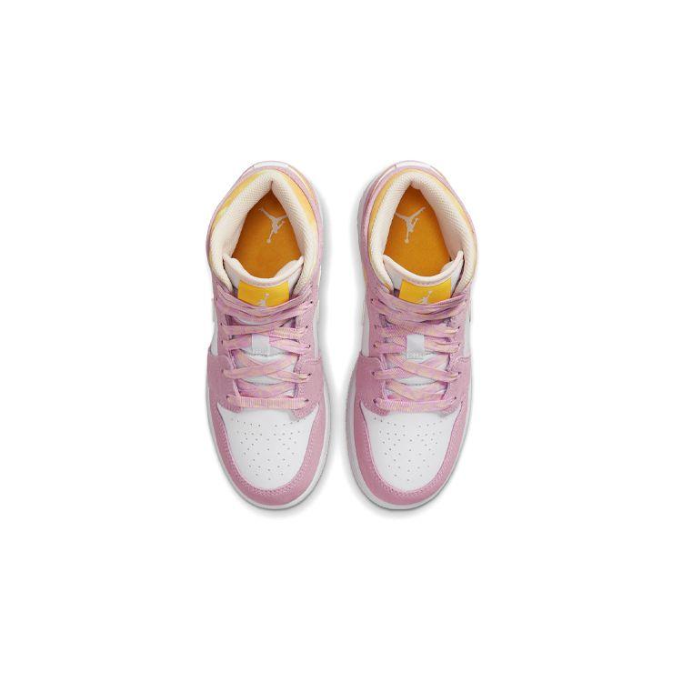 Air Jordan 1 Mid SE GS Arctic Pink Kids Sneakers Light-Arctic-Pink University-Gold White DC9517-600