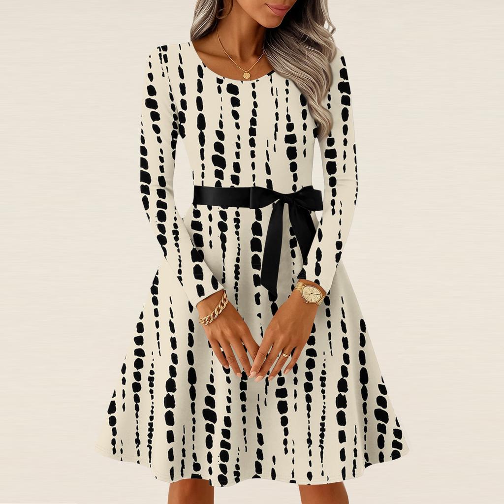 Women's Casual Fashion Long Sleeve  Vintage Long Dresses