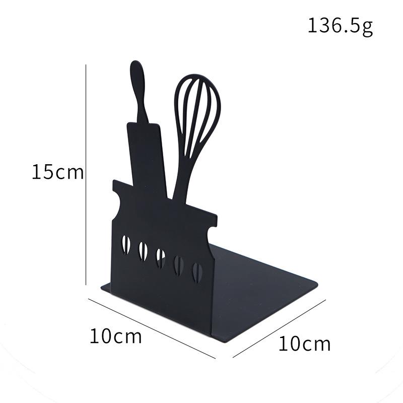 Metal Book Stand Shelf Creative Cartoon Kitchenware Book Stand Desktop English Bookends Ornaments