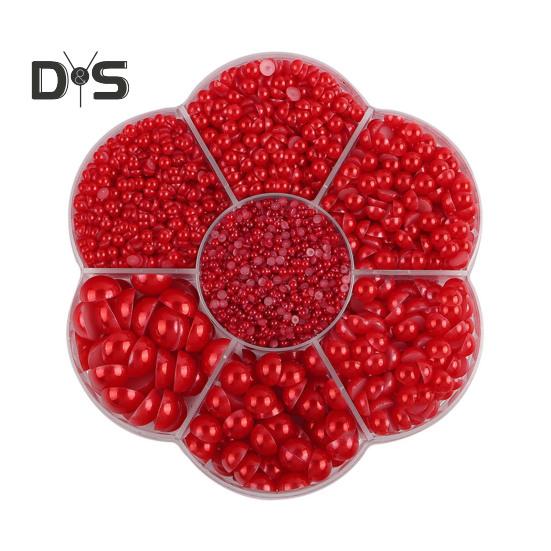 5600 Pcs Half Round Faux Pearls Flat Back Beads Bulk with Storage Box Assorted Sizes Fake Pearl Beads for Crafting DIY Nail Art Phone Decoration