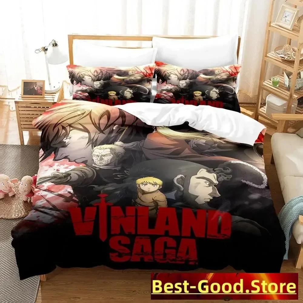 Vinland Saga Bettwäsche-Set, Bettbezug, Laken, bedrucktes Bettwäsche-Set, Kissenbezug, Bettdecke, Doppelbett, Queensize, Kingsize, Schlafzimmer
