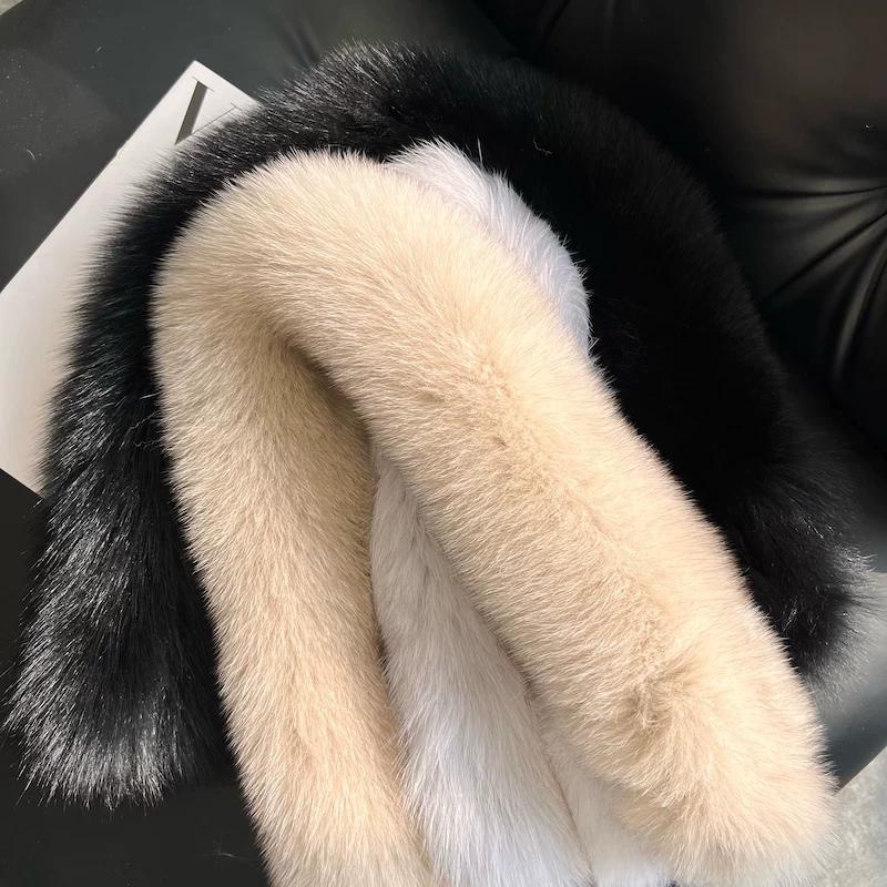 Long Real Fox Hair Scarf, Simple and Warm in Autumn and Winter, Thickened Double-sided Plush Neck Protector, Fur Scarf, Fur Collar, Children