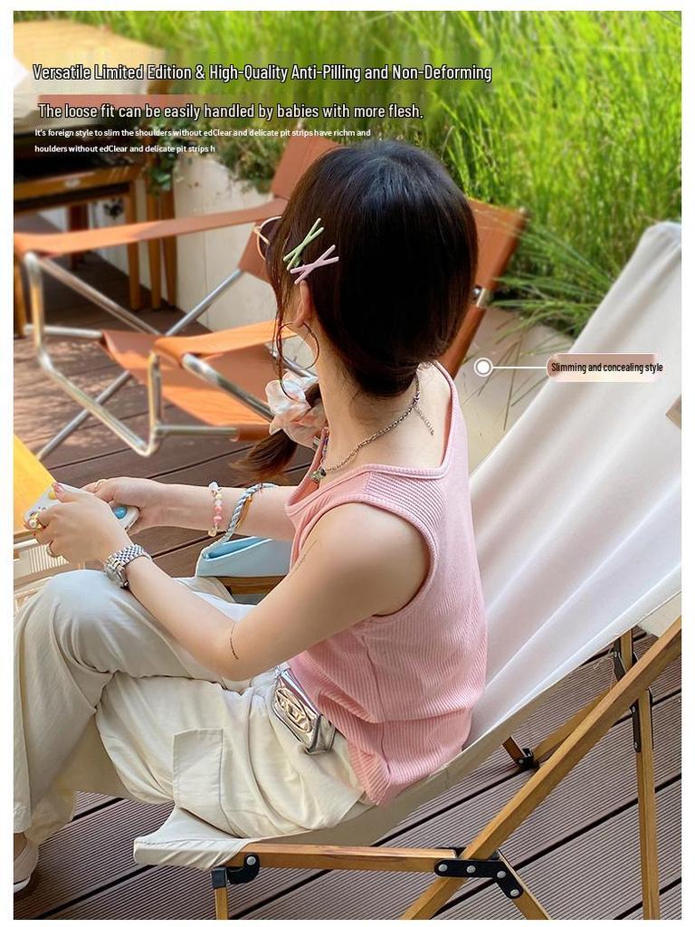 2025 Women's Square Neck Sleeveless Tank Top - Summer Loose Fit