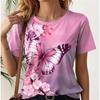 Colorful Floral Pattern 3D Digital Printing Women's Fashionable Round Neck Short Sleeved T-shirt