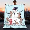 1pc Snowman , Winter Scene Outdoor Flannel Blanket , Machine Washable Perfect Gift for Birthday , Holiday Travel Accessory , Durable Material