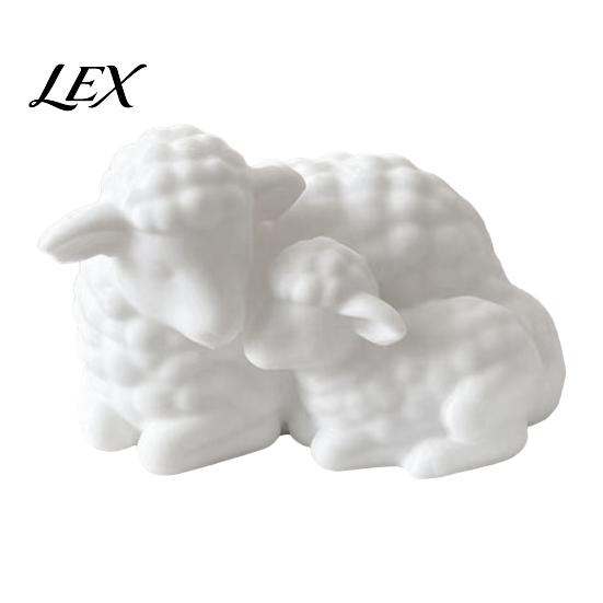 Soft Off-white Sheep Ornament 3D Printed Mother and Baby Figurine, White Desk Decor, Wool Texture Model Cute Animal Shelf Ornament, Heartwarming