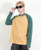 Deumakeu Raglan Color Block Unifarben Langarm T-Shirt Khaki & Senf