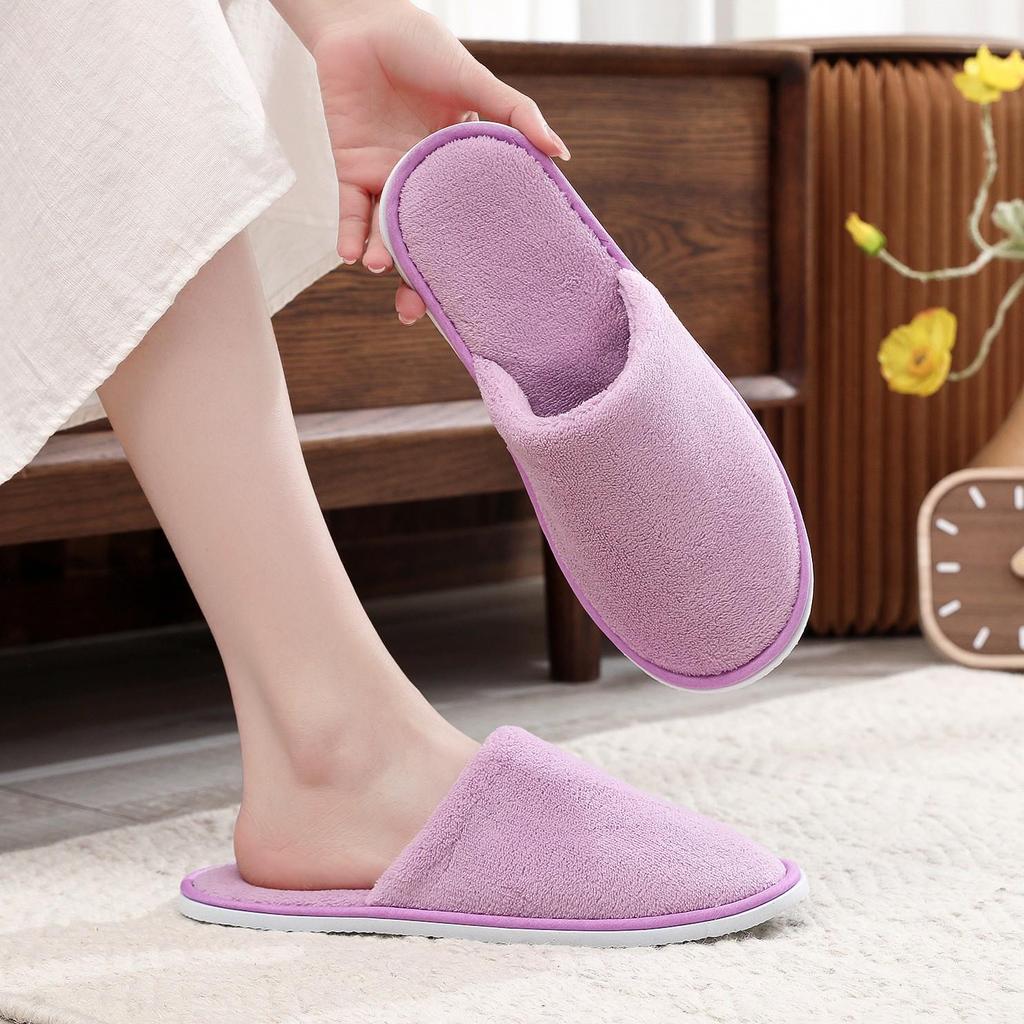 Five-Star Coral Fleece Non-Slip Thickened Disposable Slippers for Hotels, Guesthouses, or Home Use