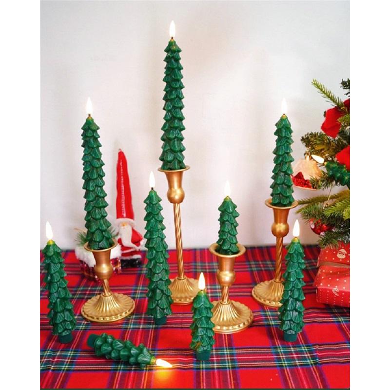 Christmas Tree Candles w/Remote Timer Paraffin Waxy Taper Candle Flickering Battery Operated LED Candlesticks 3D Flame Wick Lamp