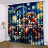 2pcs Set Christmas Reindeer & Santa Claus 3D Printed Curtains Rod Pocket Privacy Drapes for Bedroom Living Room Kitchen Office