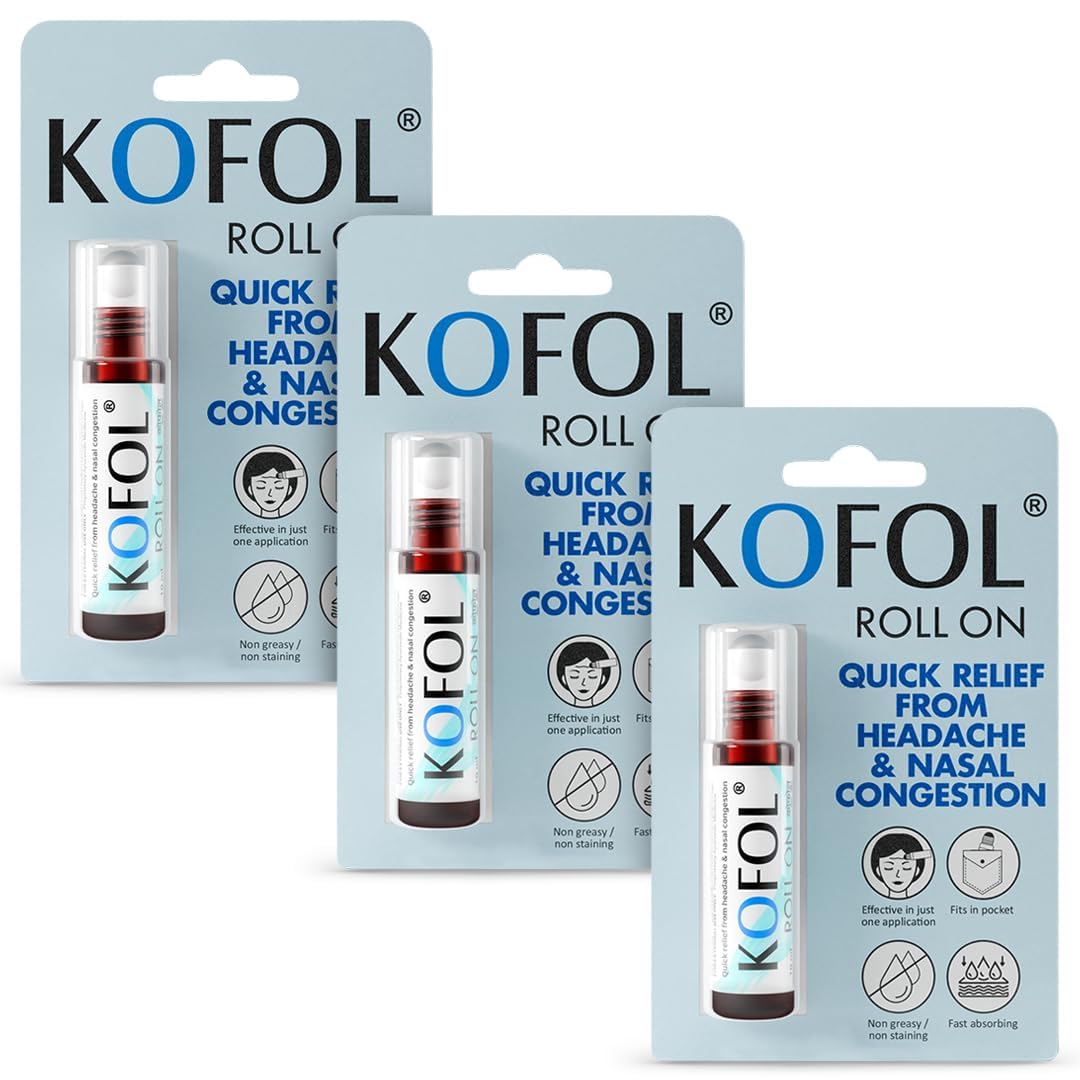 

Vedistry Kofol Ayurvedic Roll On 10 Ml X Pack of 3 for Headache, Cold & Nasal Congestion Relief
