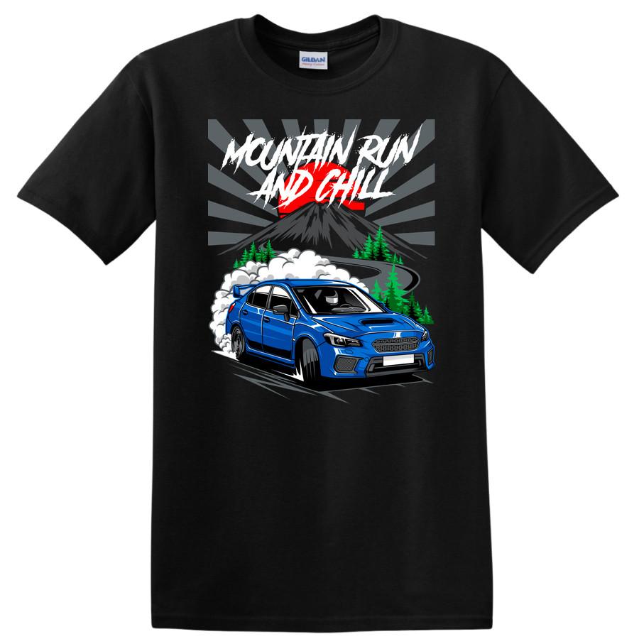 Mountain Run and Chill Car T Shirt Cool Automotive Graphic Tee for Drivers S
