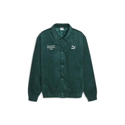 Jaqueta Polo Casual Solta Abotoamento Simples Estampa de Letras Jaqueta Masculina Verde 625211-43