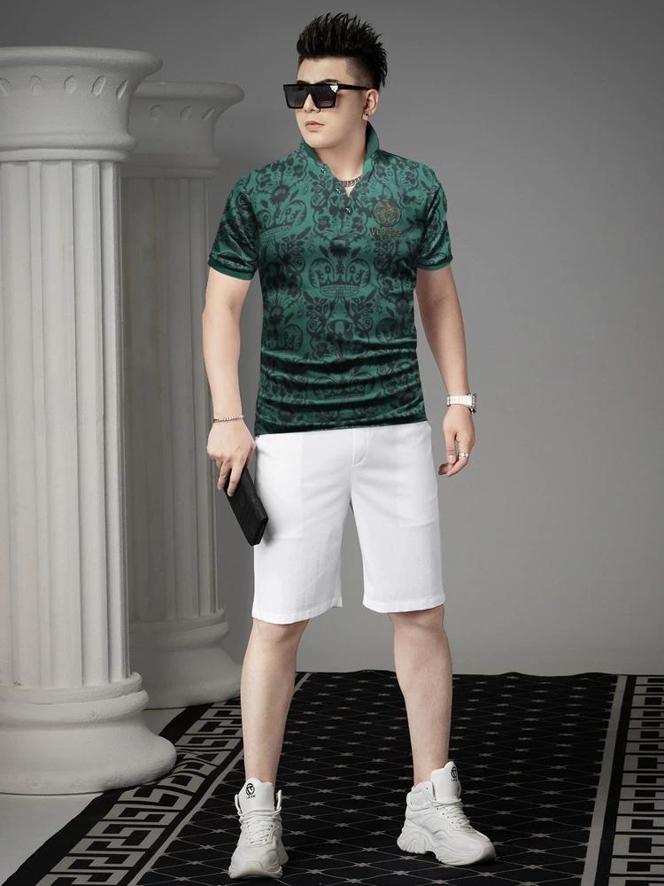 European Station 2025 Summer New Style Lapel Polo Shirt Men's Trendy Brand Embroidered Printed Short-Sleeved T-Shirt Casual Top