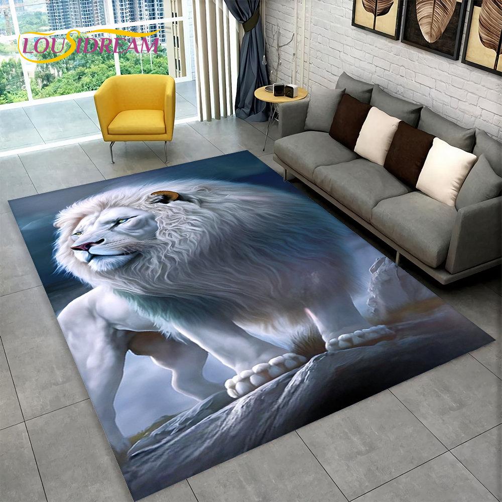 New Dream Lion Animal 3D Area Rug Large,Carpet Rug for Living Room Bedroom Sofa Doormat Decoration,Kid Play Non-slip Floor Mat