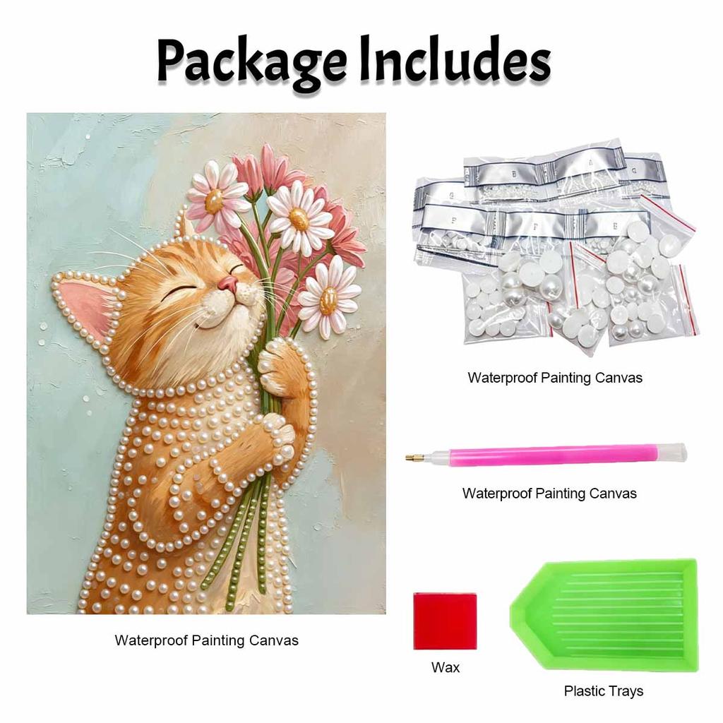 Cute Cat Pearl Painting Handmade Diy Pearl Art Painting Stickers Home Decoration Gifts