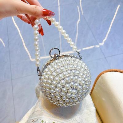 Pearl Rhinestone Spherical Evening Handbag