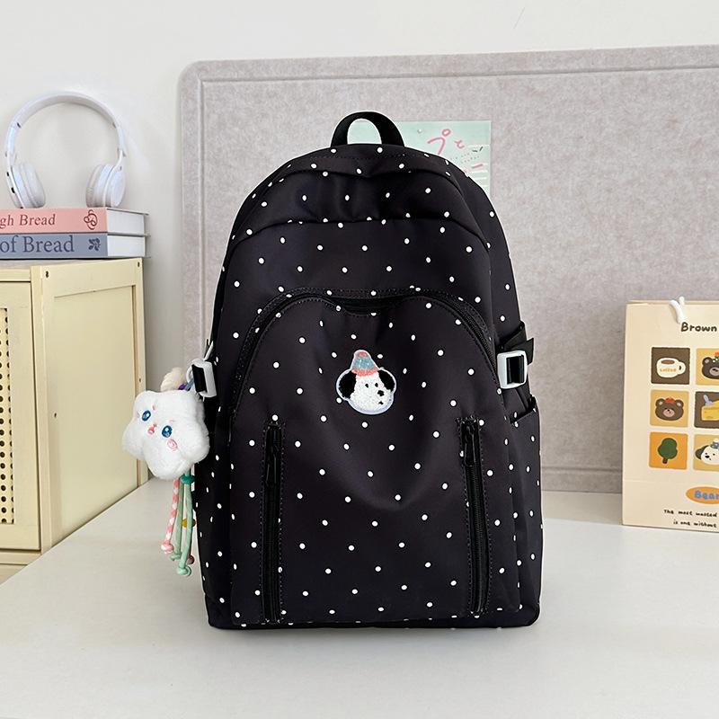School bag schoolbag ins style versatile high value polka dot Korean girl light first big travel backpack