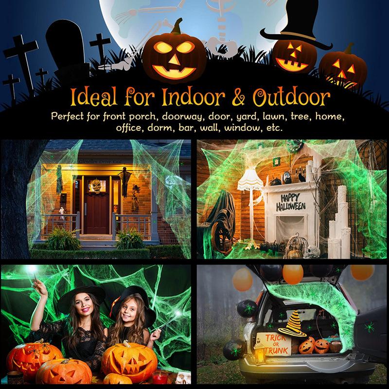 Spider Webs Halloween Decorations with Fake Spiders, Super Stretch Cobwebs for Halloween Indoor and Outdoor Party Sipplies
