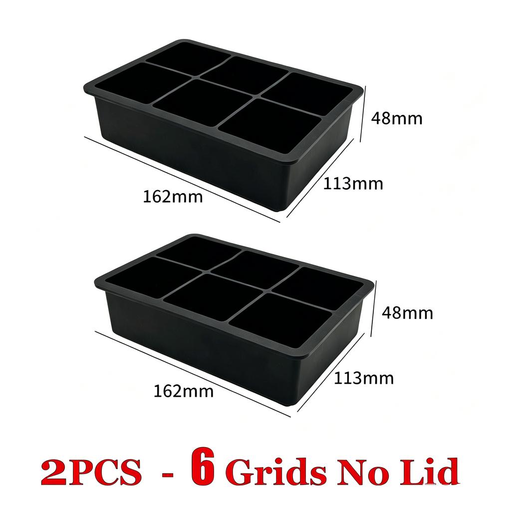 4/6/8/15 Grids Ice Cube Molds Food Grade Silicone Ice Cube Flexible Ice Molds with Lids Big Square Cubed Ice Trays for Whiskey