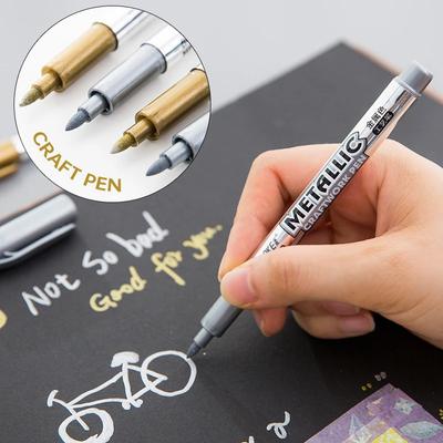 Metallic Marker Pen Waterproof Permanent Acrylic Gold Silver Color Pen Back To School Supplies Highlighter Marker DIY Painting