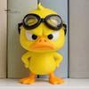 Office Desk Ornaments 3D Printed Angry Yellow Duck Figurine with Detachable Swimming Goggles, Funny Unique Shelf Decorations Statue, Desktop Ornament
