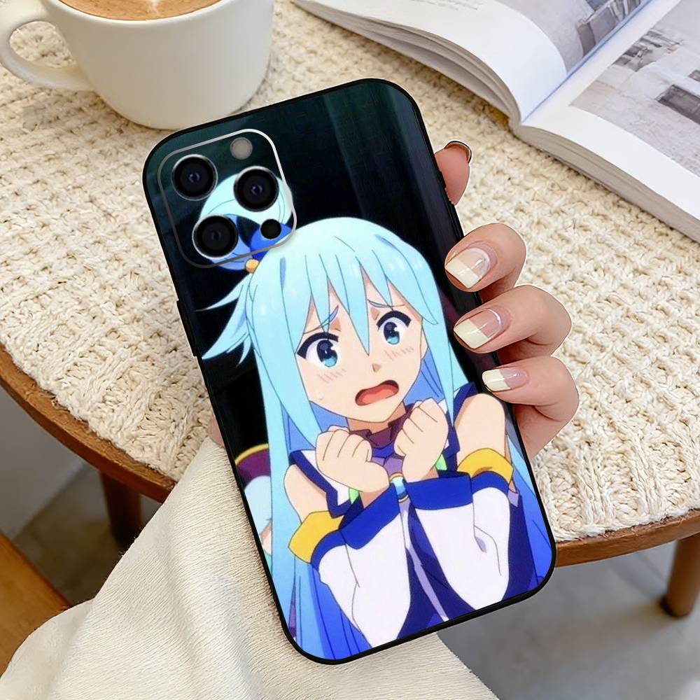 A-Aqua Anime KonoSubaS-S Phone Case For iPhone 17, 16,15,14,13,12,11 Plus,Pro Max, Others Soft Black Cover