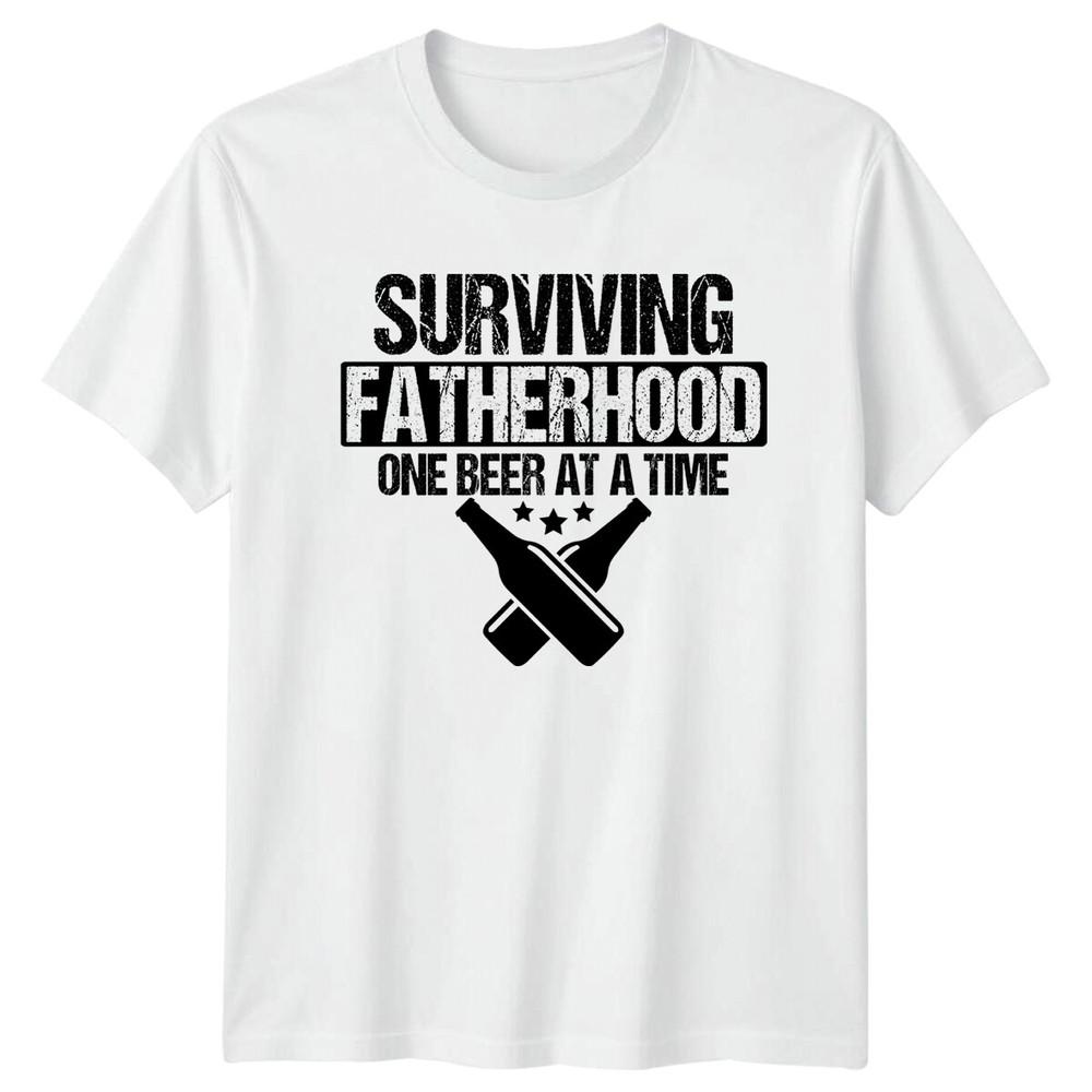 Surviving Fatherhood One Beer At A Time Funny Dad TShirt b S