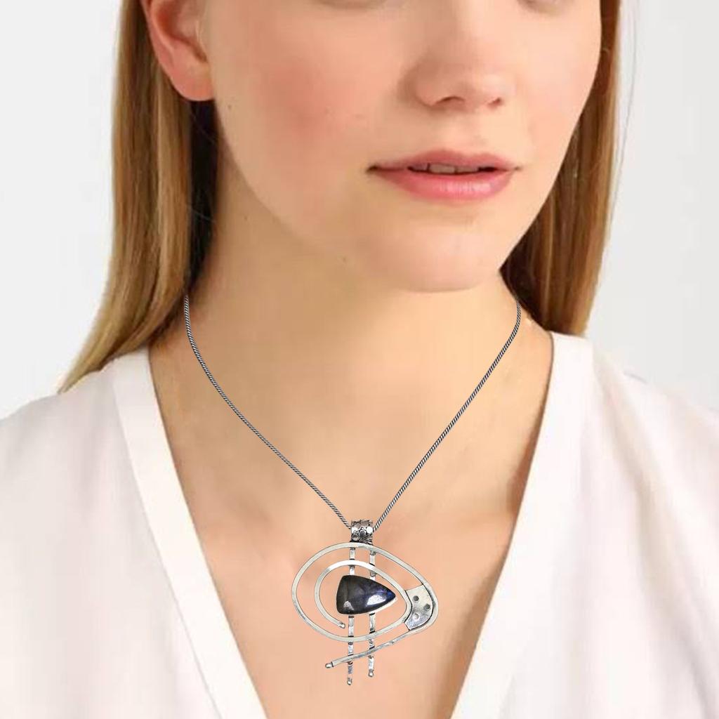 Gifted Garnet Gemstone Necklace Labradorite Jewelry Handmade