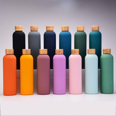 1L Large-Capacity Thermos Cup Outdoor Travel Sports Water Cup Simple Bamboo Cover Small Mouth Stainless Steel Water Bottle