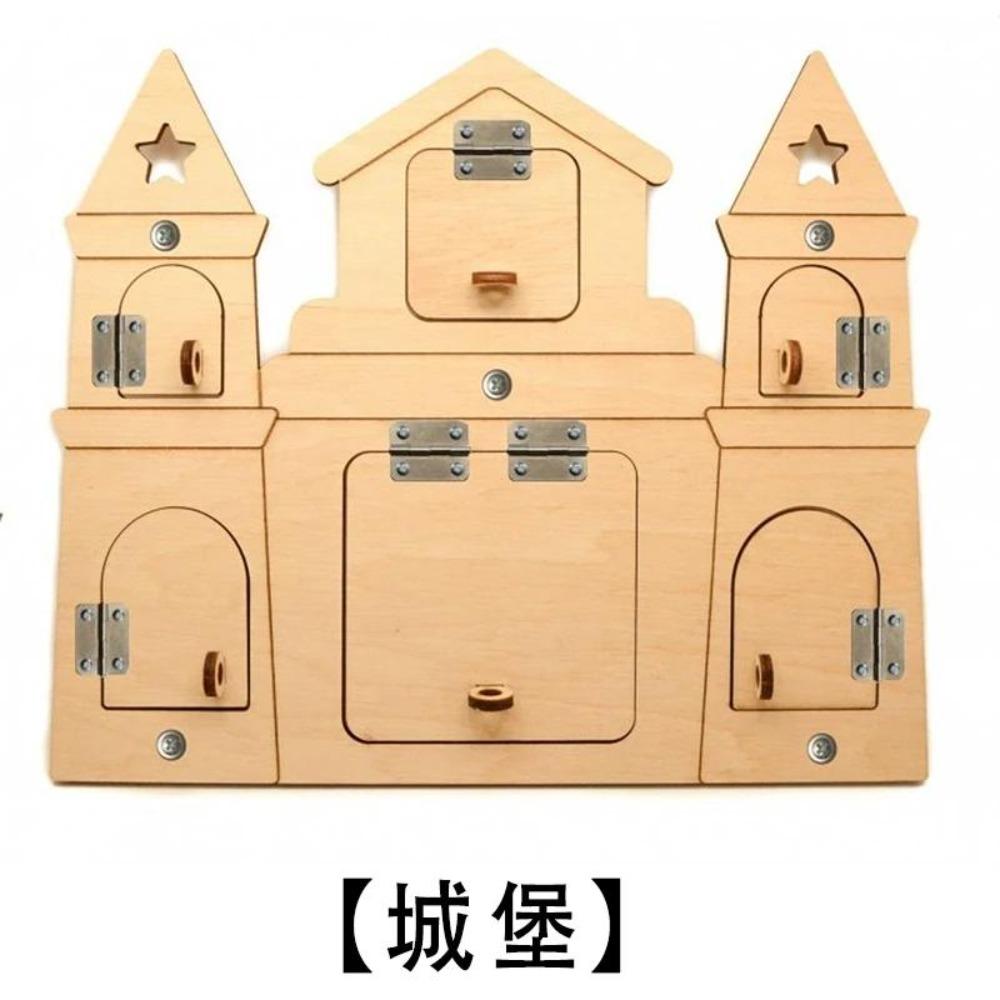 DIY Busy Board Montessori Hot  Air Dalloon Carriage Door Educational Toy Wood Chip Graphic Pairing Wooden Part For Childre Gifts