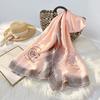 Silky  Scarf Color Contrast Satin Scarf Flower Printed Sunscreen Mid-length Scarf