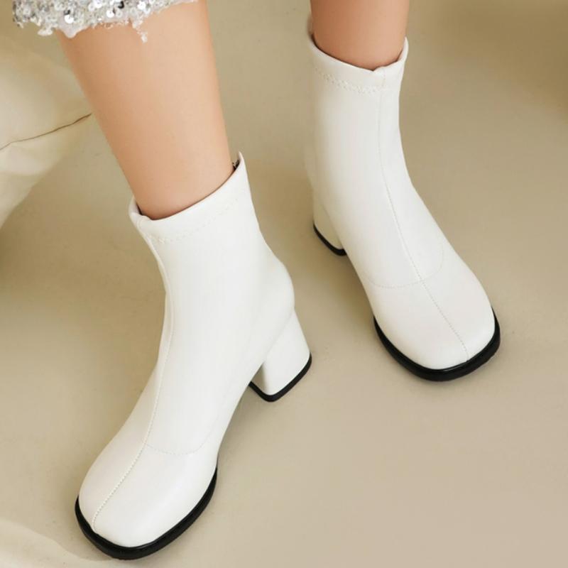 Elegant Ankle Boots for Women Autumn Winter 2024 Black Red White Short Boot Low Heels Footwear Shoe Ladies Waterproof Large Size