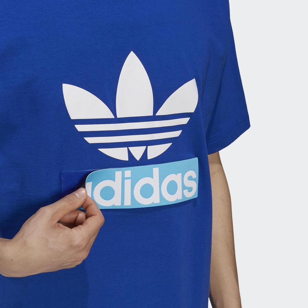 Adidas Originals Big Trefoil Logo Print Loose Round Neck Short Sleeve T-Shirt Men Tops Blue H16237