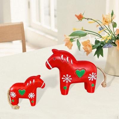 2x Horse Figurine Animal Sculpture Chinese Year Decorations Cute Collectible Statue for