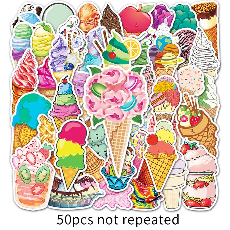 50 Non-Infringing Ice Cream Graffiti Style DIY Suitcase Stickers for Kids