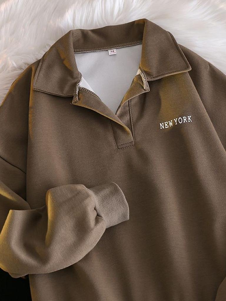 Baggy Long-sleeved Sweatshirt Women's Folded Collar Sweatshirt Spring Autumn Korean Fashion Top Y2K Clothing