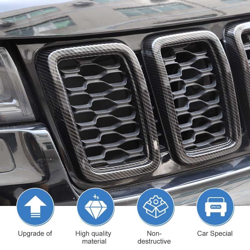 Car Grille Engine Hood Decoration Cover Stickers For Jeep Grand Cherokee 2017-2020 ABS Car Exterior Accessories