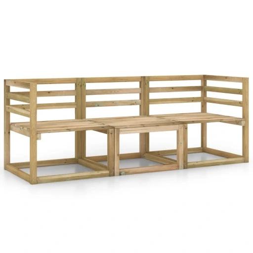 Garden 3-Seater Sofa, Green-Impregnated Pine Wood