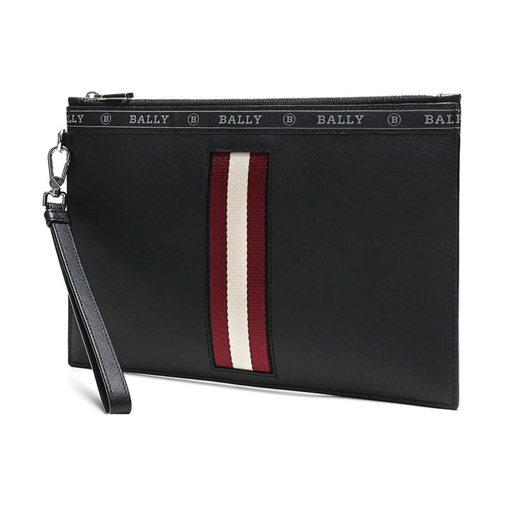 Bally Klassische Rot-Weiß gestreifte Business Casual Commuter Leder Clutch Tasche Herren Clutch Tasche Schwarz BENERY-HP-100