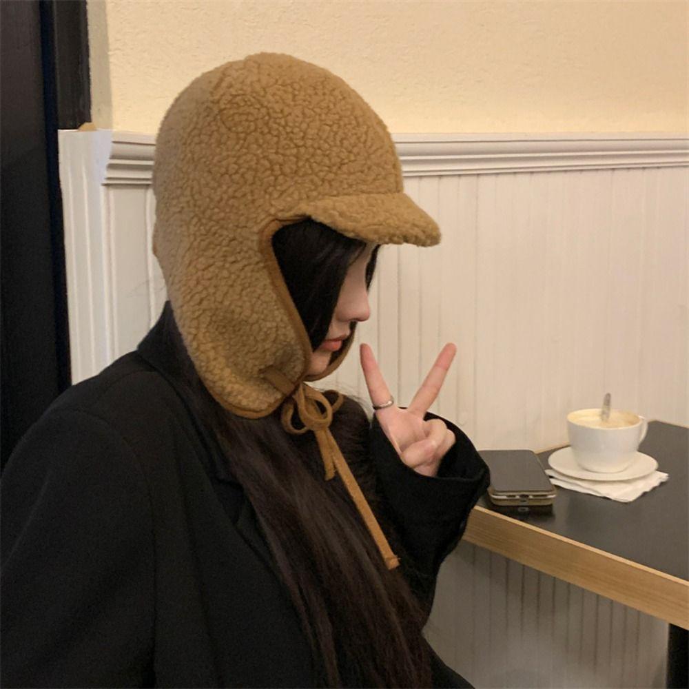 Windproof Ear Protective Hat Keep Warm Women Plush Hat Fashion Baseball Cap  Ladies