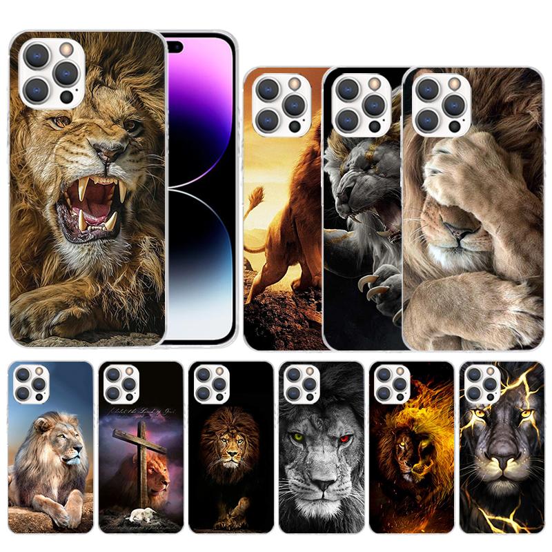 Lion Alpha Male Cub Soft Cover for iPhone 16 17 Air 15 14 Pro Max 16E Phone Case 13 Mini 12 11 7 SE 8 Print Pattern Fit Cases 16